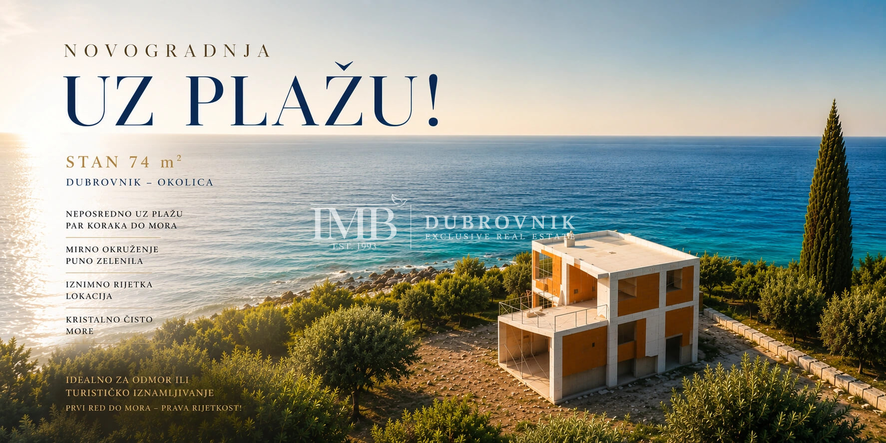 NOVOGRADNJA UZ MORE! | Stanovi 57 m2, 74 m2, 76 m2 i 82 m2 | Neposredno uz plažu! | Dubrovnik okolica