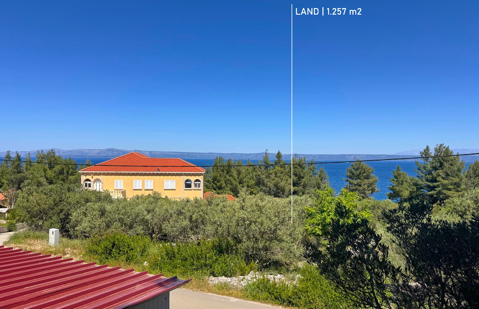 Građevinsko zemljište cca 1.250 m2 uz more | Prekrasan pogled na more i otoke | Građevinska dozvola za vilu s bazenom | otok Korčula
